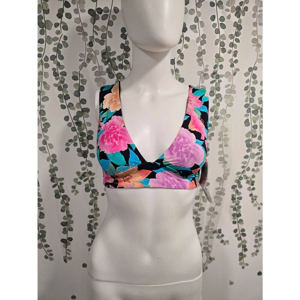 Billabong Floral Tropical V-Neck Swim Bikini Top Size Small NWOT - Picture 5 of 8